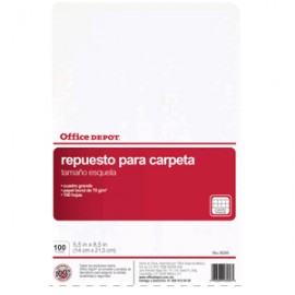 HOJAS P/CARPETA ESQUELA OFFICE DEPOT 100H CUAD GDE - Envío Gratuito