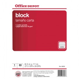 BLOCK CARTA OFFICE DEPOT 80 HOJAS CUADRO GRANDE - Envío Gratuito