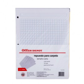 HOJAS P/CARPETA CARTA OFFICE DEPOT 100H CUADRO GDE - Envío Gratuito