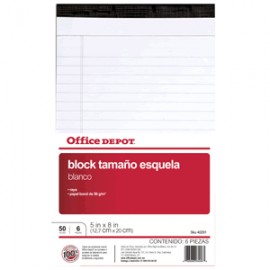 BLOCK TAMANO ESQUELA 5 X 8 RAYADO OFFICE DEPOT - Envío Gratuito