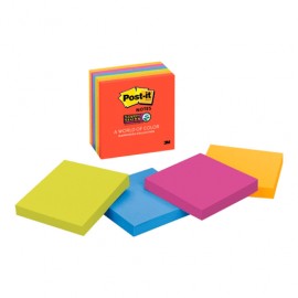 POST-IT SUPER STICKY NEON 3 X 3 PAQ/6 - Envío Gratuito