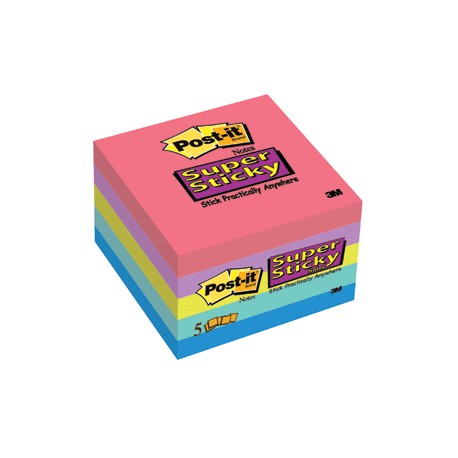 POST-IT ELECTRIC GLOW 3X3 90H 5PK - Envío Gratuito