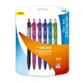 PLUMA KILOMETRICO PAPERMATE 300 RT 6 PIEZAS - Envío Gratuito