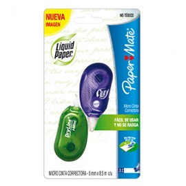CINTA CORRECTORA PAPERMATE MICRO BLISTER C/2 - Envío Gratuito